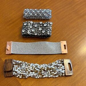 Rhinestone and Beaded Bracelets Set of Four